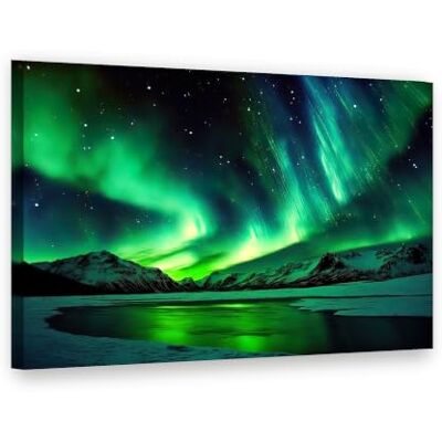 Visario Leinwandbild 80x60 cm 4060 Nordlicht über Bergsee, grüne Polarlichter im Sternenhimmel Wandbild fertig aufgespannt auf Holzrahmen Visario Leinwandbild 80x60 cm 4060 Nordlicht über Bergsee, grüne Polarlichter im Sternenhimmel Wandbild fertig aufgespannt auf Holzrahmen