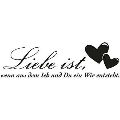 WANDKINGS Wandaufkleber Wandtattoo 50 x 15 cm Spruch Liebe ist, wenn aus dem Ich und Du EIN Wir entsteht. WANDKINGS Wandaufkleber Wandtattoo 50 x 15 cm Spruch Liebe ist, wenn aus dem Ich und Du EIN Wir entsteht.