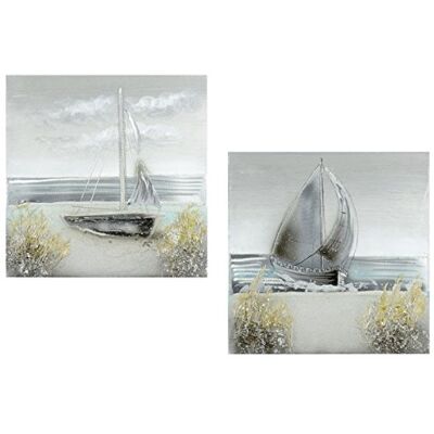 GILDE Exklusives Wandbild Sailing 2tlg á 50x50cm Handgemalt mit Aluminium Ornamenten GILDE Exklusives Wandbild Sailing 2tlg á 50x50cm Handgemalt mit Aluminium Ornamenten