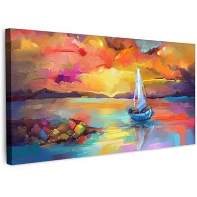 MuchoWow © Wandbilder Wohnzimmer XXL Wanddeko Panorama Zimmerdeko 100x50 cm Wandgemälde Zimmer Deko auf Wand Dekoration Wall Art Großes Bild Gemälde Ölfarbe Boot Farben MuchoWow © Wandbilder Wohnzimmer XXL Wanddeko Panorama Zimmerdeko 100x50 cm Wandgemälde Zimmer Deko auf Wand Dekoration Wall Art Großes Bild Gemälde Ölfarbe Boot Farben
