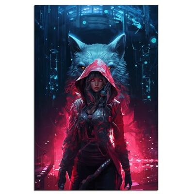Wallario Poster Schattenwolf und Kriegerin in Premiumqualität, Größe: 61 x 91,5 cm (Maxiposter) Wallario Poster Schattenwolf und Kriegerin in Premiumqualität, Größe: 61 x 91,5 cm (Maxiposter)