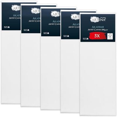 Artina 5er FSC® Set Keilrahmen Leinwand zum Bemalen für Acrylfarben 50x150cm bespannte Leinwände zum Malen Canvas 100% Baumwolle Acryl Rahmen Malerei Zubehör groß Akademie Artina 5er FSC® Set Keilrahmen Leinwand zum Bemalen für Acrylfarben 50x150cm bespannte Leinwände zum Malen Canvas 100% Baumwolle Acryl Rahmen Malerei Zubehör groß Akademie