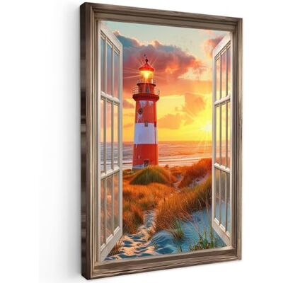 MuchoWow © Wandbilder Groß XXL Wohnzimmer Wanddeko Schlafzimmer Zimmerdeko 80x120 cm Wandgemälde Zimmer Deko auf Wand Dekoration Wall Art Fensterblick Leuchtturm Sonnenuntergang Strand MuchoWow © Wandbilder Groß XXL Wohnzimmer Wanddeko Schlafzimmer Zimmerdeko 80x120 cm Wandgemälde Zimmer Deko auf Wand Dekoration Wall Art Fensterblick Leuchtturm Sonnenuntergang Strand
