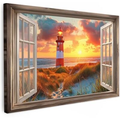 MuchoWow © Wandbilder Groß XXL Wohnzimmer Wanddeko Schlafzimmer Zimmerdeko 120x80 cm Wandgemälde Zimmer Deko auf Wand Dekoration Wall Art Fensterblick Leuchtturm Sonnenuntergang Strand MuchoWow © Wandbilder Groß XXL Wohnzimmer Wanddeko Schlafzimmer Zimmerdeko 120x80 cm Wandgemälde Zimmer Deko auf Wand Dekoration Wall Art Fensterblick Leuchtturm Sonnenuntergang Strand