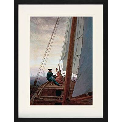1art1 Caspar David Friedrich Poster Auf Dem Segler, 1818 Gerahmtes Bild Mit Edlem Passepartout Wand-Bilder Im Bilderrahmen 80x60 cm 1art1 Caspar David Friedrich Poster Auf Dem Segler, 1818 Gerahmtes Bild Mit Edlem Passepartout Wand-Bilder Im Bilderrahmen 80x60 cm