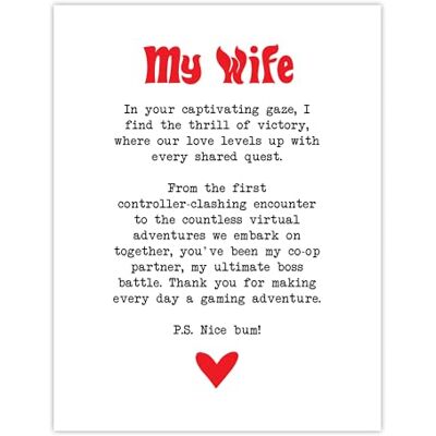 Artery8 Liebesgedicht Gamer Nerd Ehefrau Romantische Poesie Spaß Schlafzimmer Großes Wandkunst-Poster Druck dickes Papier 45,7 x 61 cm Artery8 Liebesgedicht Gamer Nerd Ehefrau Romantische Poesie Spaß Schlafzimmer Großes Wandkunst-Poster Druck dickes Papier 45,7 x 61 cm