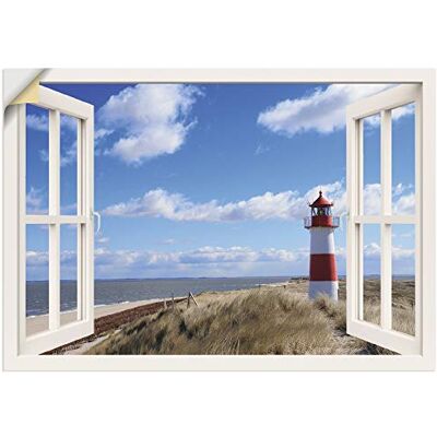 ARTLAND Wanddeko Wandtattoo selbstklebende Vinylfolie 100x70 cm Fensterblick Fenster Strand Meer Maritim Düne Leuchtturm Sylt Nordsee T5SD ARTLAND Wanddeko Wandtattoo selbstklebende Vinylfolie 100x70 cm Fensterblick Fenster Strand Meer Maritim Düne Leuchtturm Sylt Nordsee T5SD