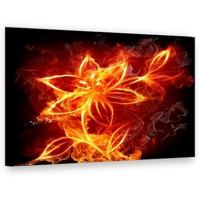 Visario Leinwandbild 80x60 cm 4147 Feuerblume, Blüte aus Flammen auf Schwarz Wandbild fertig aufgespannt auf Holzrahmen Visario Leinwandbild 80x60 cm 4147 Feuerblume, Blüte aus Flammen auf Schwarz Wandbild fertig aufgespannt auf Holzrahmen