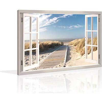 Visario Leinwandbild 120 x 80 cm 5007 Düne Fensterblick Strand Meer Natur Panorama fertig gerahmt Echtholzrahmen Wandbild Kunstdruck Wohnzimmer Schlafzimmer Dekoration modern einteilig 5007 Visario Leinwandbild 120 x 80 cm 5007 Düne Fensterblick Strand Meer Natur Panorama fertig gerahmt Echtholzrahmen Wandbild Kunstdruck Wohnzimmer Schlafzimmer Dekoration modern einteilig 5007