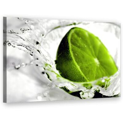 Visario Leinwandbild 80x60 cm 4131 Limette im Wasserspritzer, Grün auf Weiß Wandbild fertig aufgespannt auf Holzrahmen Visario Leinwandbild 80x60 cm 4131 Limette im Wasserspritzer, Grün auf Weiß Wandbild fertig aufgespannt auf Holzrahmen