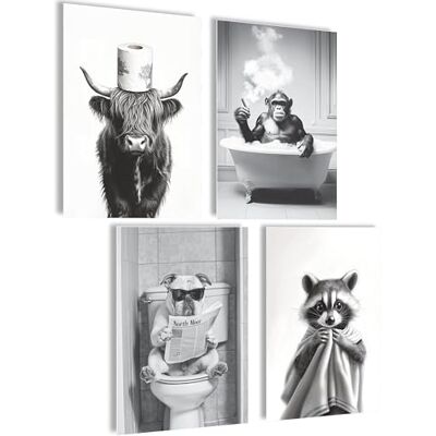 mojoliving Bilder Badezimmer Bilder Gäste WC Schild Badezimmer Poster Toilette WC Deko Bad Poster WC Deko Gästetoilette Bild (Bad Tiere, Posterset 4x A4 (21x30cm) ohne Rahmen) mojoliving Bilder Badezimmer Bilder Gäste WC Schild Badezimmer Poster Toilette WC Deko Bad Poster WC Deko Gästetoilette Bild (Bad Tiere, Posterset 4x A4 (21x30cm) ohne Rahmen)