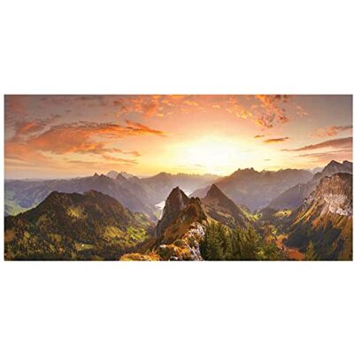 levandeo XXL Leinwandbild 115x55cm Berge Sonnenuntergang Bild Berglandschaft Kunstdruck Deko Wanddeko levandeo XXL Leinwandbild 115x55cm Berge Sonnenuntergang Bild Berglandschaft Kunstdruck Deko Wanddeko