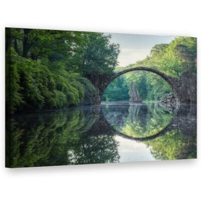 Visario Leinwandbild 80x60 cm 4013 Steinbogenbrücke mit Spiegelung im grünen Wald Wandbild fertig aufgespannt auf Holzrahmen Visario Leinwandbild 80x60 cm 4013 Steinbogenbrücke mit Spiegelung im grünen Wald Wandbild fertig aufgespannt auf Holzrahmen