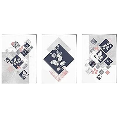 ARTZE Wall Art Botanischer abstrakter geometrischer Blumendruck, Wandkunst, 30 cm Breite x 40 cm Höhe, Marineblau/Rosa ARTZE Wall Art Botanischer abstrakter geometrischer Blumendruck, Wandkunst, 30 cm Breite x 40 cm Höhe, Marineblau/Rosa