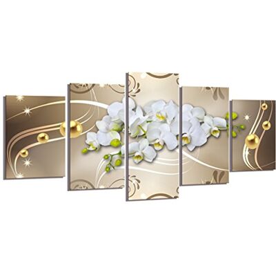 Visario Leinwandbild Orchideen Goldperlen Abstrakt Beige 200 x 100 cm 5-teilig Direktdruck auf Leinwand mit Holzrahmen Wandbild Kunstdruck XXL Wanddeko für Wohnzimmer Schlafzimmer Artikelnr. 6346 Visario Leinwandbild Orchideen Goldperlen Abstrakt Beige 200 x 100 cm 5-teilig Direktdruck auf Leinwand mit Holzrahmen Wandbild Kunstdruck XXL Wanddeko für Wohnzimmer Schlafzimmer Artikelnr. 6346