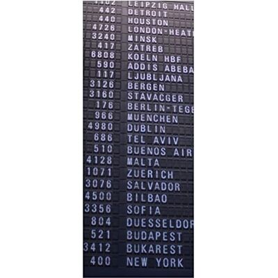 Wallario selbstklebendes Poster Flughafen Abflugtafel, Aufkleber in Premiumqualität, Klebefolie Größe: 80 x 200 cm XXL-Poster Wallario selbstklebendes Poster Flughafen Abflugtafel, Aufkleber in Premiumqualität, Klebefolie Größe: 80 x 200 cm XXL-Poster