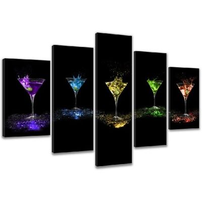 Visario Leinwandbild Cocktails Bunt Schwarz 200 x 100 cm 5-teilig Direktdruck auf Leinwand mit Holzrahmen Wandbild Kunstdruck XXL Wanddeko für Wohnzimmer Schlafzimmer Artikelnr. 6303 Visario Leinwandbild Cocktails Bunt Schwarz 200 x 100 cm 5-teilig Direktdruck auf Leinwand mit Holzrahmen Wandbild Kunstdruck XXL Wanddeko für Wohnzimmer Schlafzimmer Artikelnr. 6303