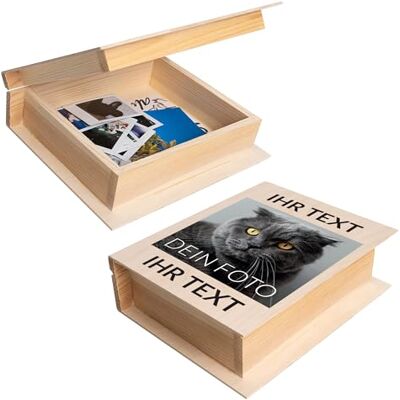 Creative Personalisierte Geschenke Wunschtext + Foto Buchbox Holzkiste 24 x 19 x 7,5 cm Fotogeschenke Dein eigenes Bild Individuelles Geschenk Geschenkkiste Geschenkbox für Frauen, Männer Creative Personalisierte Geschenke Wunschtext + Foto Buchbox Holzkiste 24 x 19 x 7,5 cm Fotogeschenke Dein eigenes Bild Individuelles Geschenk Geschenkkiste Geschenkbox für Frauen, Männer