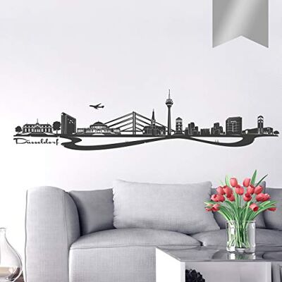 WANDKINGS Wandtattoo Skyline Düsseldorf (mit Sehenswürdigkeiten und Wahrzeichen der Stadt) 160 x 37 cm Silber erhältlich in 33 Farben WANDKINGS Wandtattoo Skyline Düsseldorf (mit Sehenswürdigkeiten und Wahrzeichen der Stadt) 160 x 37 cm Silber erhältlich in 33 Farben