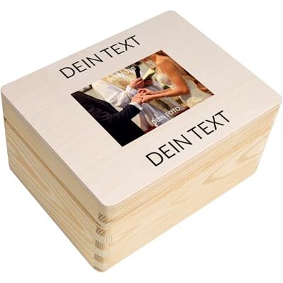 Creative Personalisierte Geschenke Wunschtext + Foto Fotogeschenke Holzkiste Dein Eigenes Bild Individuelles Geschenk Geschenkkiste Geschenkbox für Frauen, Männer, Paar 19,5 x 15 x 10 cm Creative Personalisierte Geschenke Wunschtext + Foto Fotogeschenke Holzkiste Dein Eigenes Bild Individuelles Geschenk Geschenkkiste Geschenkbox für Frauen, Männer, Paar 19,5 x 15 x 10 cm