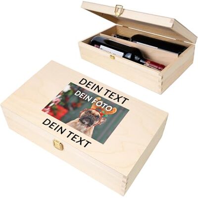 Creative Personalisiert Geschenke Wunschtext + Foto Weinkiste Fotogeschenke Holzkiste Dein Eigenes Bild Individuelles Geschenk Geschenkbox Für Frauen, Männer Weinbox für 2 Flaschen Creative Personalisiert Geschenke Wunschtext + Foto Weinkiste Fotogeschenke Holzkiste Dein Eigenes Bild Individuelles Geschenk Geschenkbox Für Frauen, Männer Weinbox für 2 Flaschen