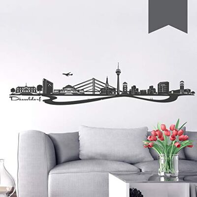 WANDKINGS Wandtattoo Skyline Düsseldorf (mit Sehenswürdigkeiten und Wahrzeichen der Stadt) 130 x 30 cm dunkelgrau erhältlich in 33 Farben WANDKINGS Wandtattoo Skyline Düsseldorf (mit Sehenswürdigkeiten und Wahrzeichen der Stadt) 130 x 30 cm dunkelgrau erhältlich in 33 Farben