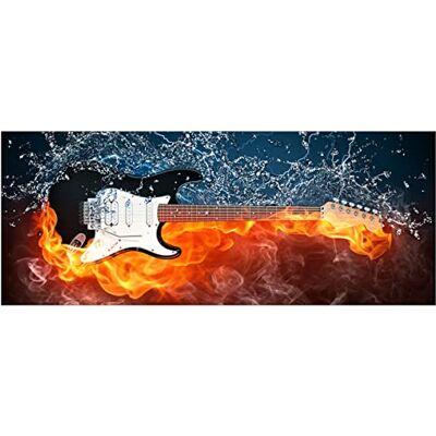 Wallario Poster Feuer-Wasser-Gitarre in Premiumqualität, Größe: 50 x 125 cm Wallario Poster Feuer-Wasser-Gitarre in Premiumqualität, Größe: 50 x 125 cm