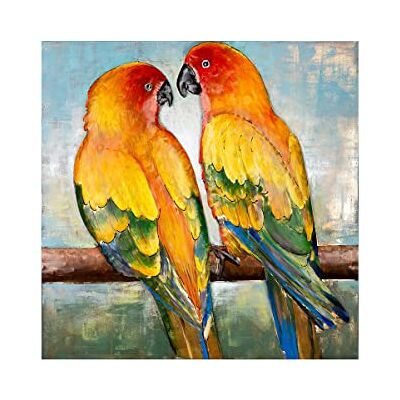 GILDE Bild XL Wandbild und Kunstobjekt handgefertigt aus Metall Motiv: Papageien mehrfarbig, bunt 80 x 80 cm GILDE Bild XL Wandbild und Kunstobjekt handgefertigt aus Metall Motiv: Papageien mehrfarbig, bunt 80 x 80 cm