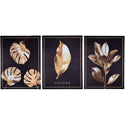 levandeo 3er Set Wandbilder 30x40cm Blätter Schwarz Gold Wanddeko Monstera Leinwand Deko Wandobjekt Canvas Bild levandeo 3er Set Wandbilder 30x40cm Blätter Schwarz Gold Wanddeko Monstera Leinwand Deko Wandobjekt Canvas Bild