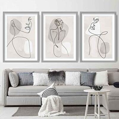 ARTZE Wall Art Wall Art Wandkunst, abstrakte Linien, A1, Grau ARTZE Wall Art Wall Art Wandkunst, abstrakte Linien, A1, Grau
