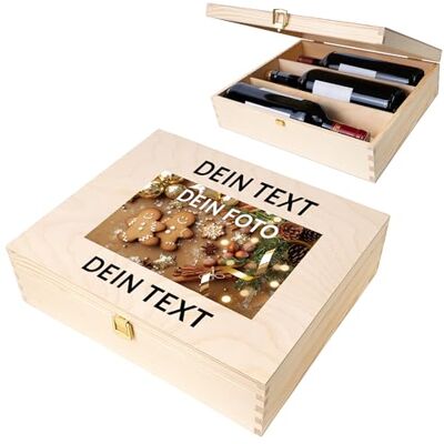 Creative Personalisiert Geschenke Wunschtext + Foto Weinkiste Fotogeschenke Holzkiste Dein Eigenes Bild Individuelles Geschenk Geschenkbox Für Frauen, Männer Weinbox für 3 Flaschen Creative Personalisiert Geschenke Wunschtext + Foto Weinkiste Fotogeschenke Holzkiste Dein Eigenes Bild Individuelles Geschenk Geschenkbox Für Frauen, Männer Weinbox für 3 Flaschen