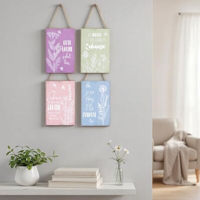 levandeo 4er Set Deko Schilder 10x15 MDF Holz Pastell Sprüche Garten Hängedeko Wandbilder Gartendeko Wanddeko Naturmotive Jute levandeo 4er Set Deko Schilder 10x15 MDF Holz Pastell Sprüche Garten Hängedeko Wandbilder Gartendeko Wanddeko Naturmotive Jute