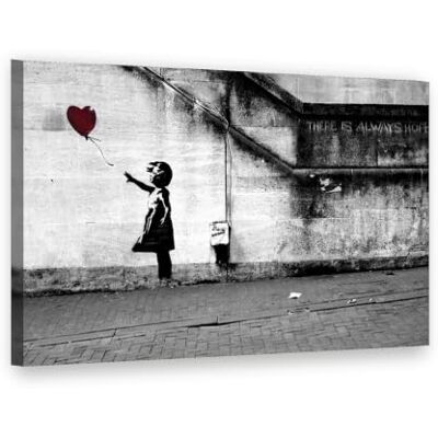 Visario Leinwandbild 80x60 cm 4165 Mädchen mit rotem Herzballon, Street Art Graffiti Wandbild fertig aufgespannt auf Holzrahmen Visario Leinwandbild 80x60 cm 4165 Mädchen mit rotem Herzballon, Street Art Graffiti Wandbild fertig aufgespannt auf Holzrahmen