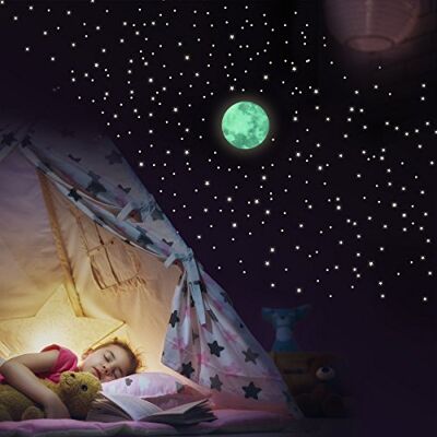 WANDKINGS Leuchtaufkleber Mond im Set mit 250 Sternen Wandsticker Fluoreszierend & im Dunkeln Leuchtend WANDKINGS Leuchtaufkleber Mond im Set mit 250 Sternen Wandsticker Fluoreszierend & im Dunkeln Leuchtend