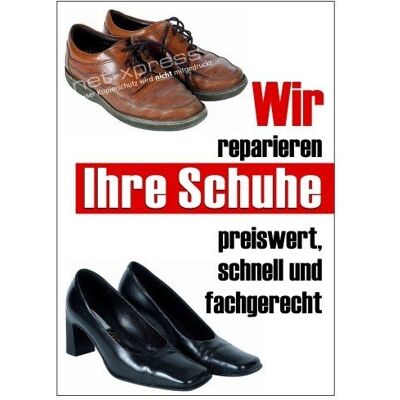 net-xpress Plakat für Schuhreparatur A1, Werbeplakat Poster Werbung Schuhe Schuster net-xpress Plakat für Schuhreparatur A1, Werbeplakat Poster Werbung Schuhe Schuster