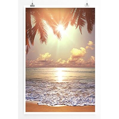 Zone Home Bild Landschaft Natur – Tropischer Strand mit Sonne und Palmen- Poster Fotodruck in höchster Qualität Zone Home Bild Landschaft Natur – Tropischer Strand mit Sonne und Palmen- Poster Fotodruck in höchster Qualität
