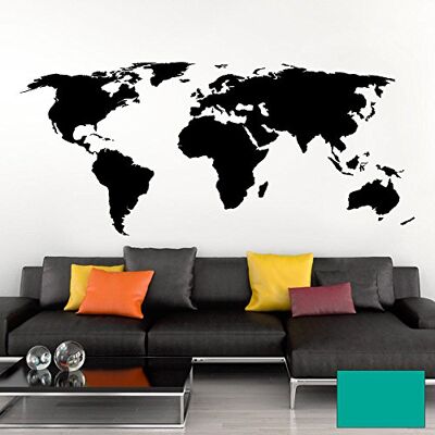 Grandora Wandtattoo Weltkarte Erde Globus Karte I türkis 132 x 58 cm I Welt Atlas Schlafzimmer Wohnzimmer Wandsticker Wandaufkleber W698 Grandora Wandtattoo Weltkarte Erde Globus Karte I türkis 132 x 58 cm I Welt Atlas Schlafzimmer Wohnzimmer Wandsticker Wandaufkleber W698