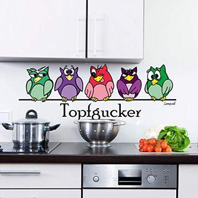 Sunnywall ® Wandtattoo Wandaufkleber Topfgucker Eulen Vögel Spruch Aufkleber Küche selbstklebend Wandsticker (82,00 cm x 30,00 cm (Gr2), bunt) Sunnywall ® Wandtattoo Wandaufkleber Topfgucker Eulen Vögel Spruch Aufkleber Küche selbstklebend Wandsticker (82,00 cm x 30,00 cm (Gr2), bunt)