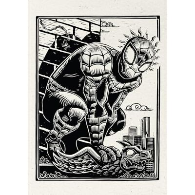 Komar Wandbild- Marvel Spider-Man Lino-Cut Größe 50 x 70 cm Poster, Kinderzimmer, Dekoration gerollt ohne Rahmen, Schwarz-Weiß Komar Wandbild- Marvel Spider-Man Lino-Cut Größe 50 x 70 cm Poster, Kinderzimmer, Dekoration gerollt ohne Rahmen, Schwarz-Weiß
