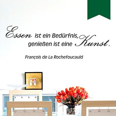 WANDKINGS Wandtattoo Essen ist EIN Bedürfnis, genießen ist eine Kunst. (François de La Rochefoucauld) 50 x 16 cm dunkelgrün erhältlich in 33 Farben WANDKINGS Wandtattoo Essen ist EIN Bedürfnis, genießen ist eine Kunst. (François de La Rochefoucauld) 50 x 16 cm dunkelgrün erhältlich in 33 Farben