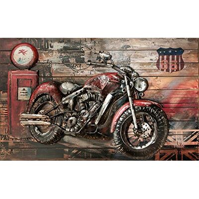 GILDE Kunst Objekt Bild XXL Red Beast Motorrad handgefertigt 120 x 80 cm GILDE Kunst Objekt Bild XXL Red Beast Motorrad handgefertigt 120 x 80 cm