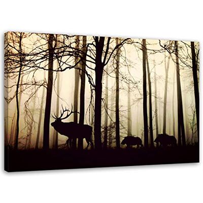 Feeby Bild auf Leinwand Hirsch Wald Nebel XXL 100x70 cm 1Teilig Wohnzimmer Schlafzimmer Modern Bilder Wandbilder Leinwandbilder Kunstdruck Wanddeko Design Natur Wildschweine Braun Feeby Bild auf Leinwand Hirsch Wald Nebel XXL 100x70 cm 1Teilig Wohnzimmer Schlafzimmer Modern Bilder Wandbilder Leinwandbilder Kunstdruck Wanddeko Design Natur Wildschweine Braun