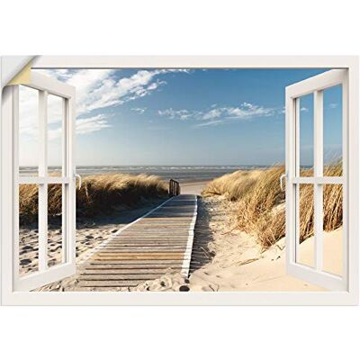 ARTLAND Wanddeko Wandtattoo selbstklebende Vinylfolie Fensterblick Fenster Strand Meer Maritim Düne Leuchtturm Nordsee Langeoog T5RQ ARTLAND Wanddeko Wandtattoo selbstklebende Vinylfolie Fensterblick Fenster Strand Meer Maritim Düne Leuchtturm Nordsee Langeoog T5RQ