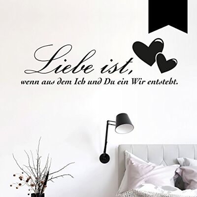WANDKINGS Wandtattoo Liebe ist, wenn aus dem Ich und Du EIN Wir entsteht. (mit 2 Herzen) 50 x 15 cm schwarz erhältlich in 33 Farben WANDKINGS Wandtattoo Liebe ist, wenn aus dem Ich und Du EIN Wir entsteht. (mit 2 Herzen) 50 x 15 cm schwarz erhältlich in 33 Farben