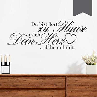 WANDKINGS Wandtattoo Du bist dort zu Hause wo Sich Dein Herz daheim fühlt. (mit Herz) 120 x 44 cm dunkelgrau erhältlich in 33 Farben WANDKINGS Wandtattoo Du bist dort zu Hause wo Sich Dein Herz daheim fühlt. (mit Herz) 120 x 44 cm dunkelgrau erhältlich in 33 Farben