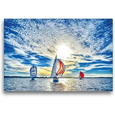 CALVENDO Premium Textil-Leinwand 45 x 30 cm Quer-Format Mittwoch-Abend-Regatta vor Holnis Wandbild, HD-Bild auf Keilrahmen, Fertigbild auf hochwertigem Vlies, Leinwanddruck von Irk Boockhoff CALVENDO Premium Textil-Leinwand 45 x 30 cm Quer-Format Mittwoch-Abend-Regatta vor Holnis Wandbild, HD-Bild auf Keilrahmen, Fertigbild auf hochwertigem Vlies, Leinwanddruck von Irk Boockhoff