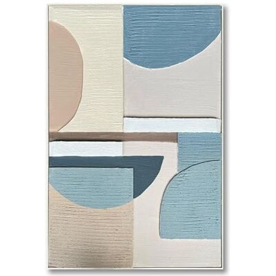 DRW Abstraktes Leinwandbild mit Naturholzrahmen in Natur, Weiß, Beige und Blau, 122 x 82 x 4,5 cm DRW Abstraktes Leinwandbild mit Naturholzrahmen in Natur, Weiß, Beige und Blau, 122 x 82 x 4,5 cm