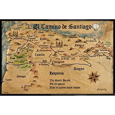 1art1 Jakobsweg Poster Plakat Bild und Kunststoff-Rahmen EL Camino De Santiago Anno 1445, Jon Mellenthin (91 x 61cm) 1art1 Jakobsweg Poster Plakat Bild und Kunststoff-Rahmen EL Camino De Santiago Anno 1445, Jon Mellenthin (91 x 61cm)