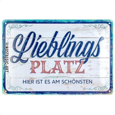 ART Retro Blechschild, 20 x 30 cm, Lieblingsplatz – Geschenk-Idee für Dein Zuhause, aus Metall, Vintage Design mit Spruch, Blechschilder Sprüche ART Retro Blechschild, 20 x 30 cm, Lieblingsplatz – Geschenk-Idee für Dein Zuhause, aus Metall, Vintage Design mit Spruch, Blechschilder Sprüche