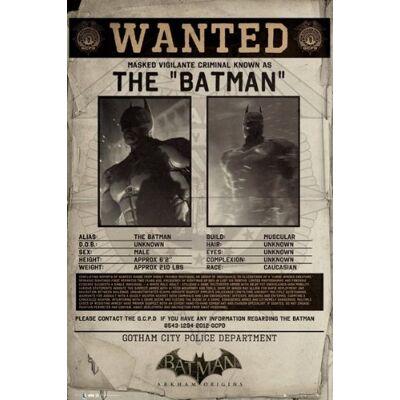 GB eye Ltd Batman Origins Wanted Poster Grand Format 61 x 91,5 cm GB eye Ltd Batman Origins Wanted Poster Grand Format 61 x 91,5 cm